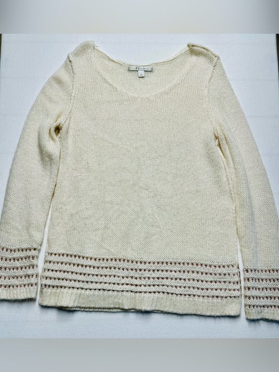 LC Lauren Conrad Sweaters - LC Lauren Conrad Large Cream Open Knit V-Neck Sweater Lightweight 24” P2P
